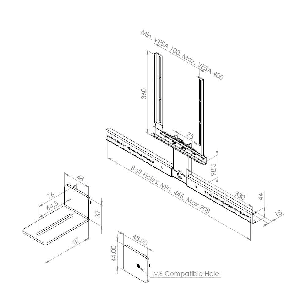 Cavus CFUNIB Soundbarhalterung universel, drehbar