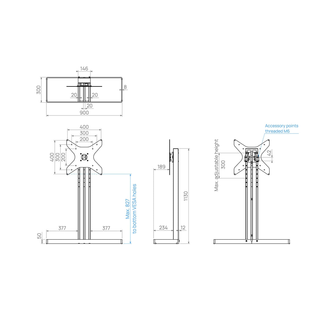 Cavus EDGE100B44 TV-Ständer Schwarz, Vesa 400x400