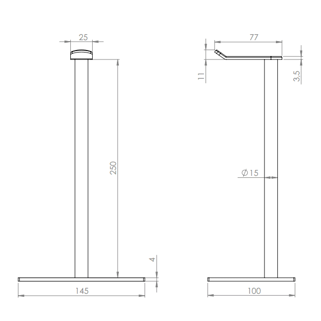 Cavus Kopfhörerständer Square, Schwarz Rechteckig