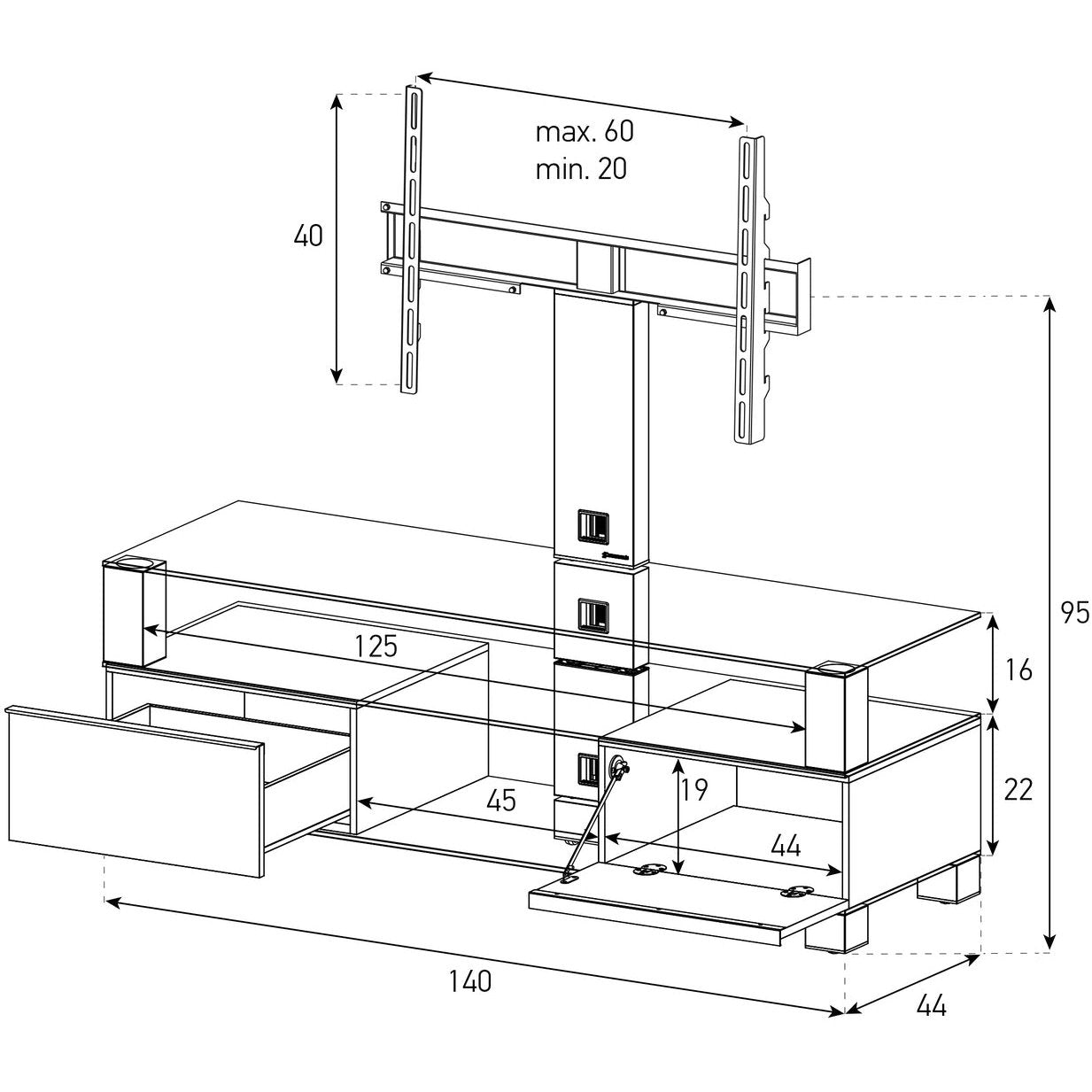 Sonorous MD8143 Schwarzglas Alu Schwarz
