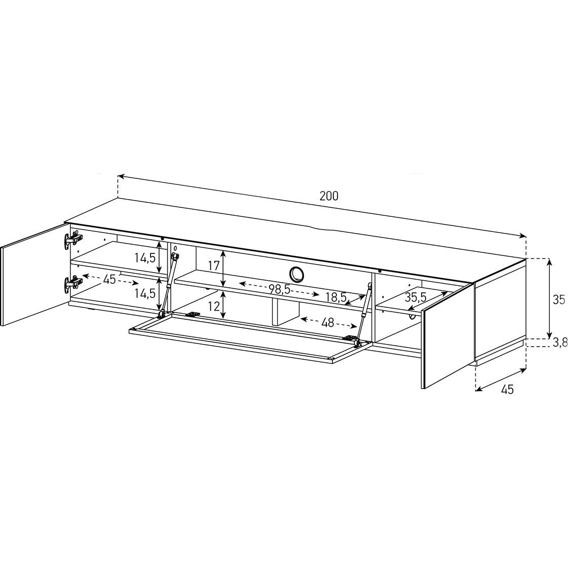 Sonorous STA200F Weiss, Klappe und Türen Weiss