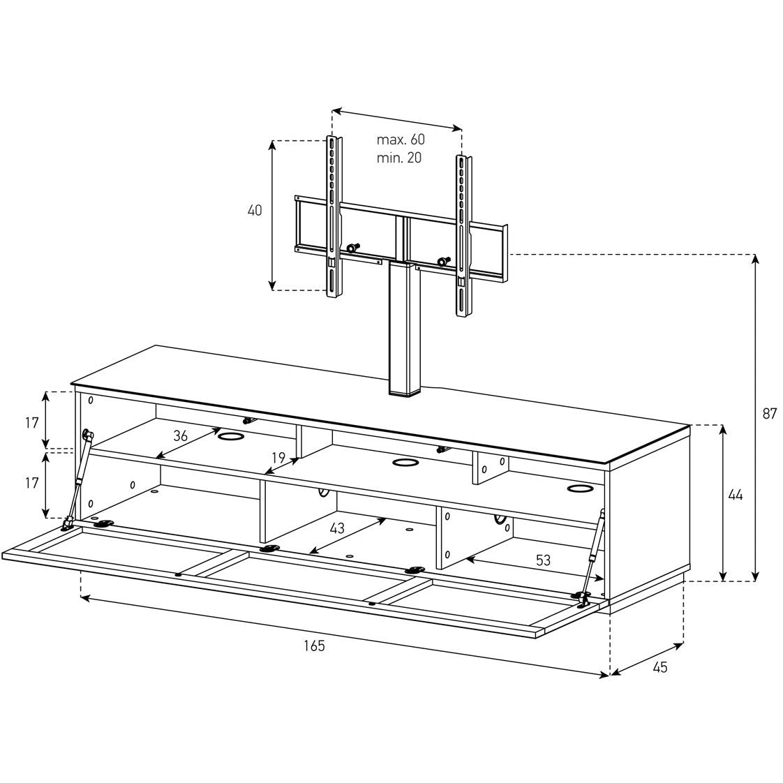 Sonorous STA261T Weiss, Stoff Grau, Sockel
