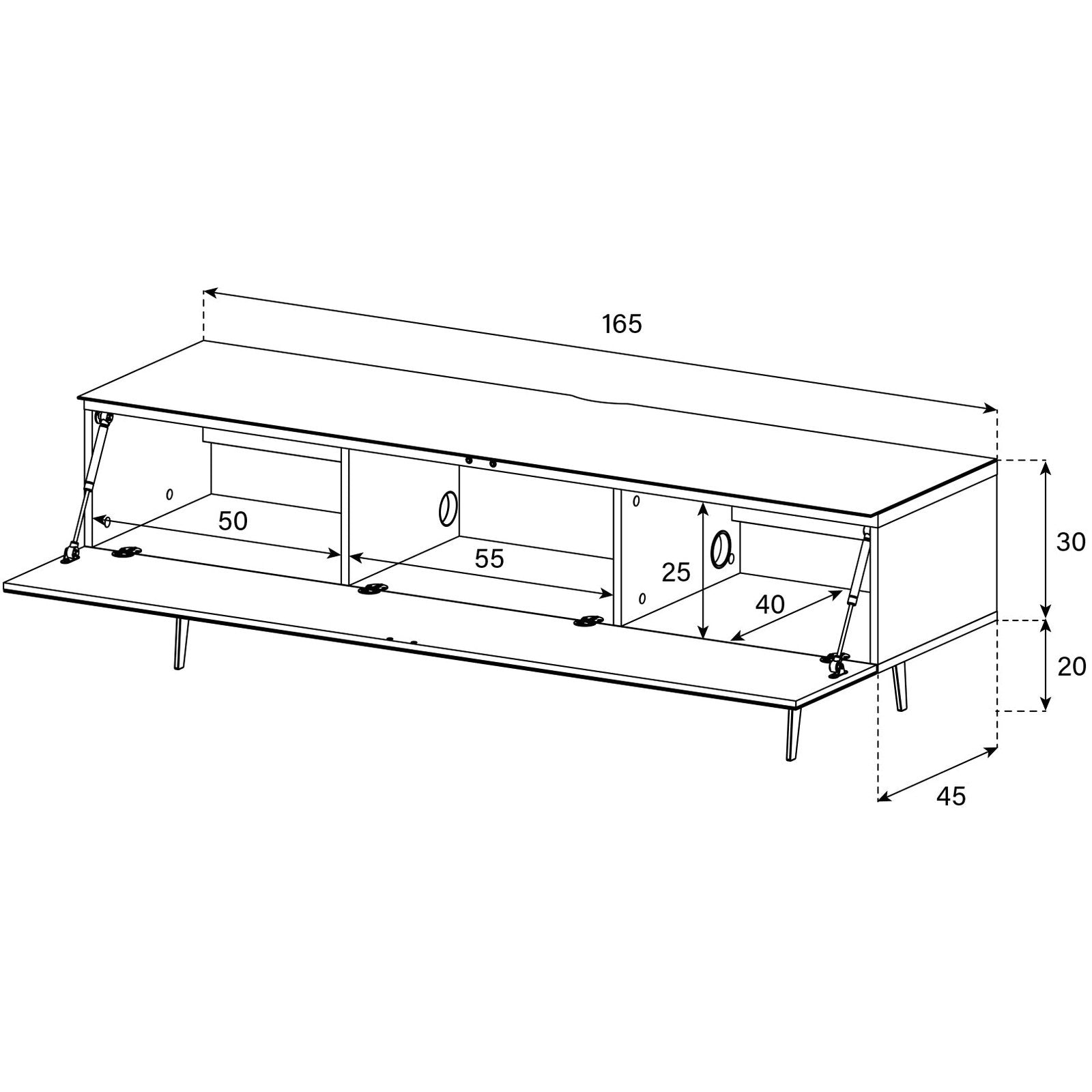 Sonorous STA362F Weiss, Klappe Nordic Wood, Fuss Weiss