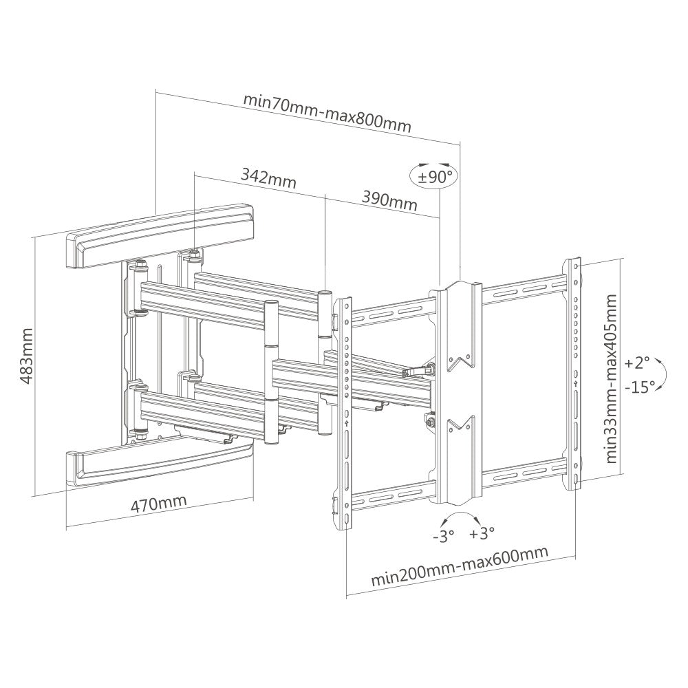 Cavus WME602 Wandhalterung doppelarmig 37"-80"