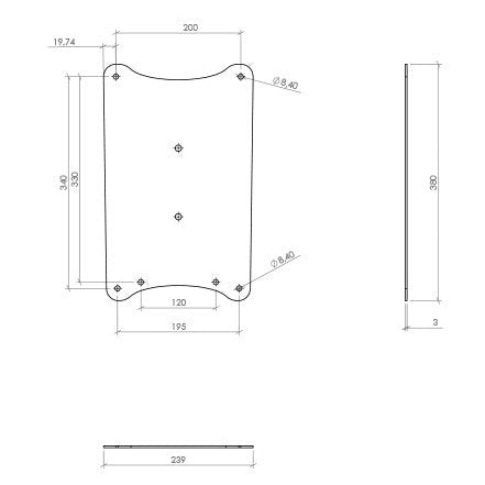 Cavus Montageplatte 55" für 60 mm Säule * VESA 200x340x195 und VESA 200x330x120