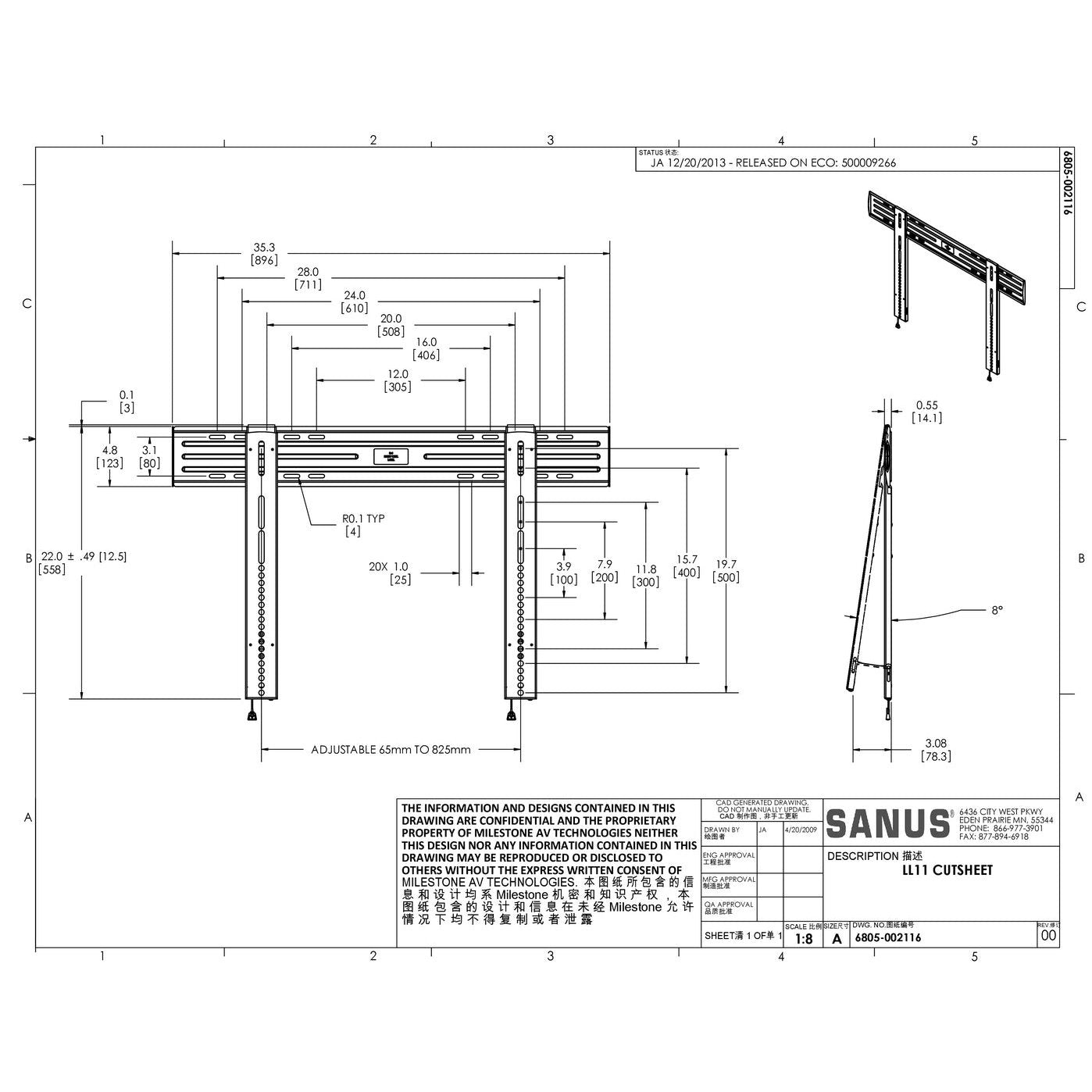 Sanus LL11-B2 Fixe Wandhalterung - Super Slim