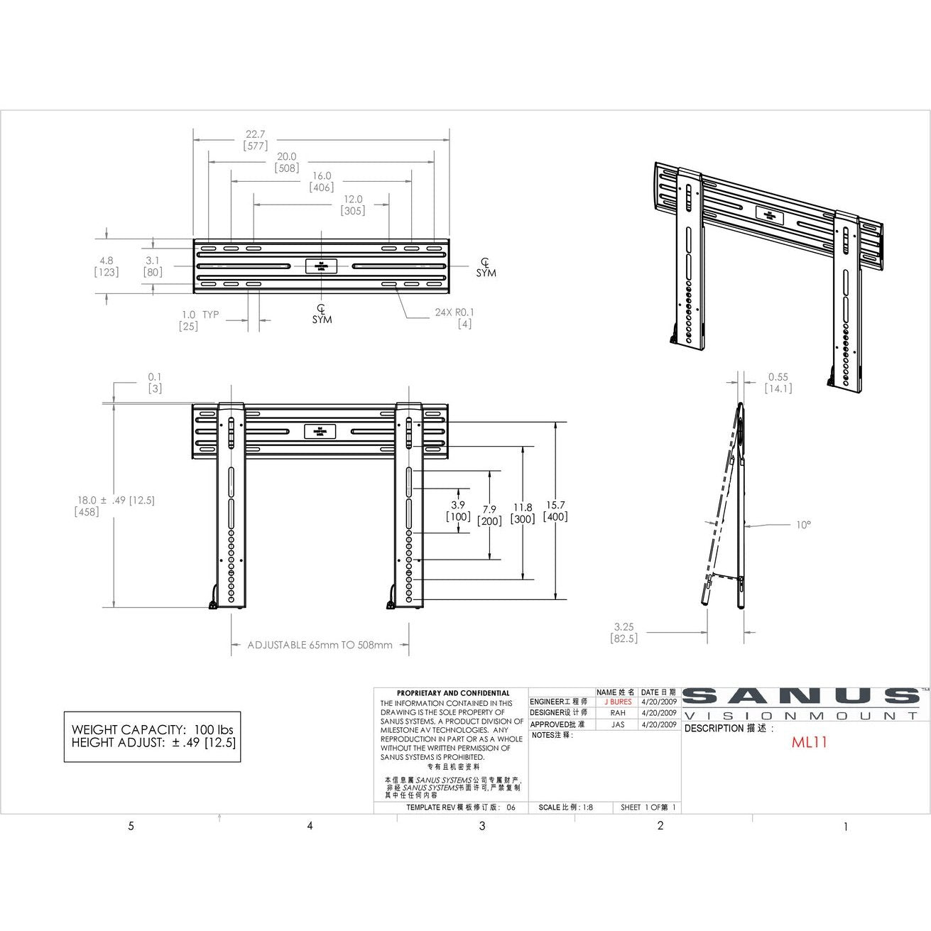 Sanus ML11-B2 Fixe Wandhalterung - Super Slim