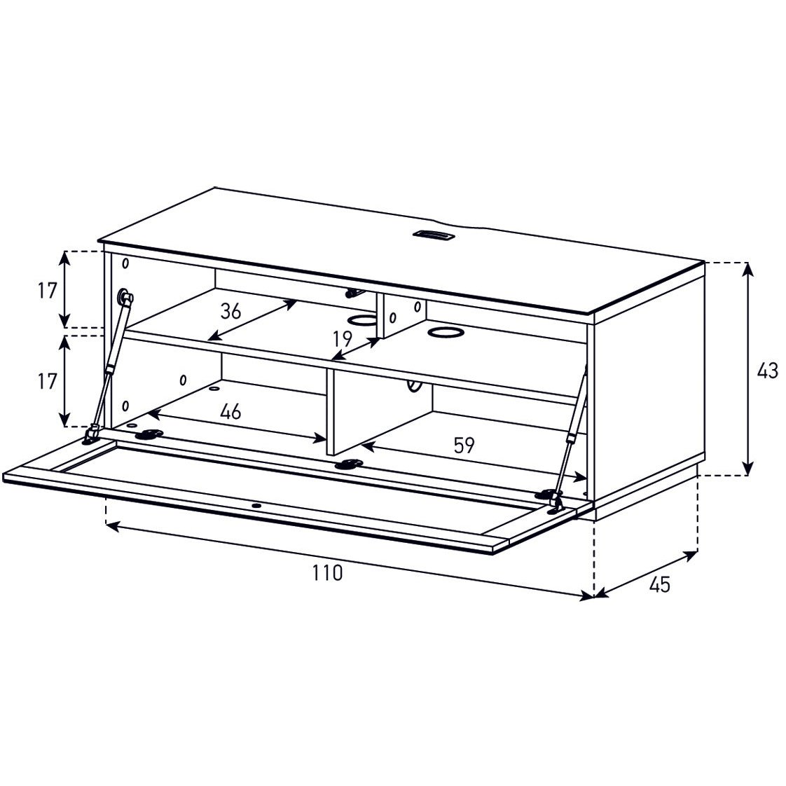 Sonorous STA110I Schwarz, Klappe IR-Glas Schwarz, Sockel